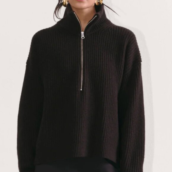 NWOT Everlane Womens Half-Zip Sweater Luxe Merino Small Black - Picture 3 of 12